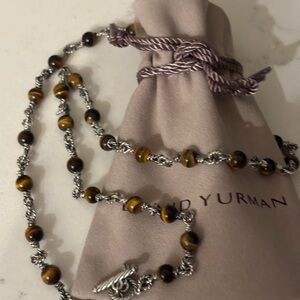 David Yurman Spiritual Beads Necklace in Sterling Silver and Tiger Eye 6mm Beads